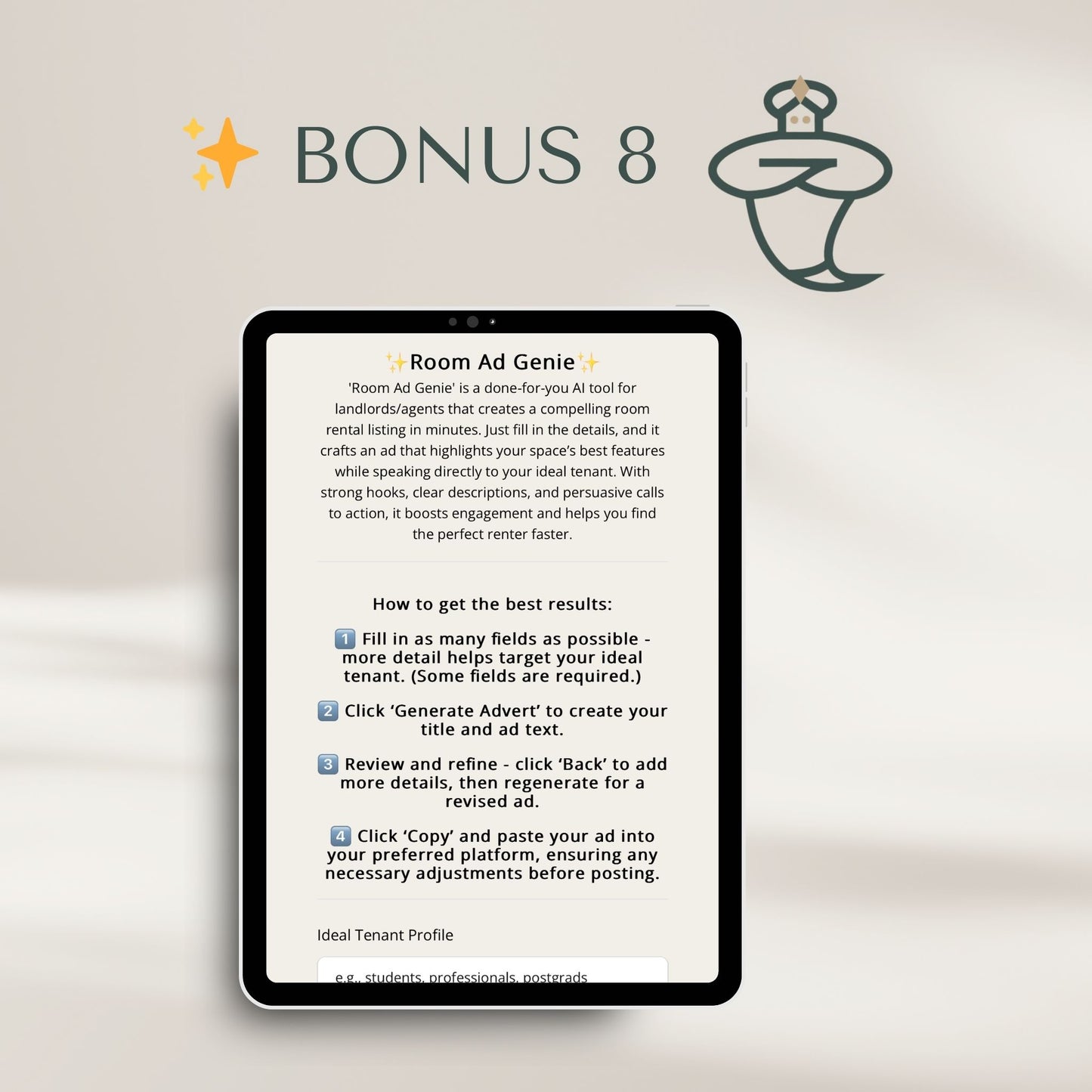 Spare Room Ad Genie AI Tool